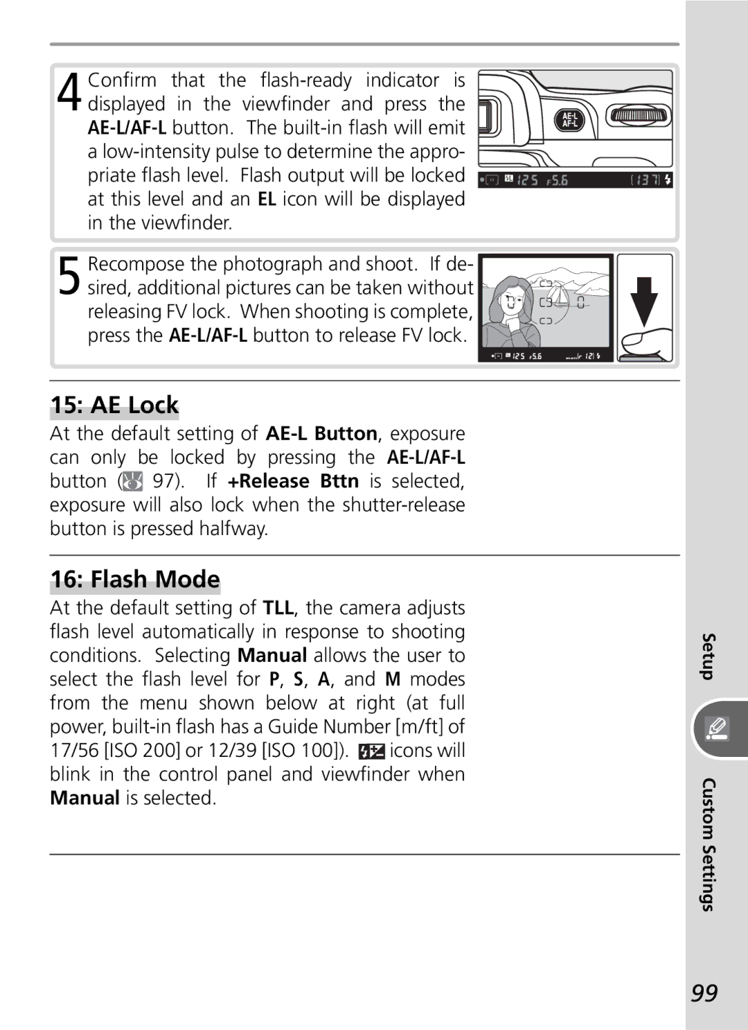 Nikon D50 manual AE Lock, Flash Mode 