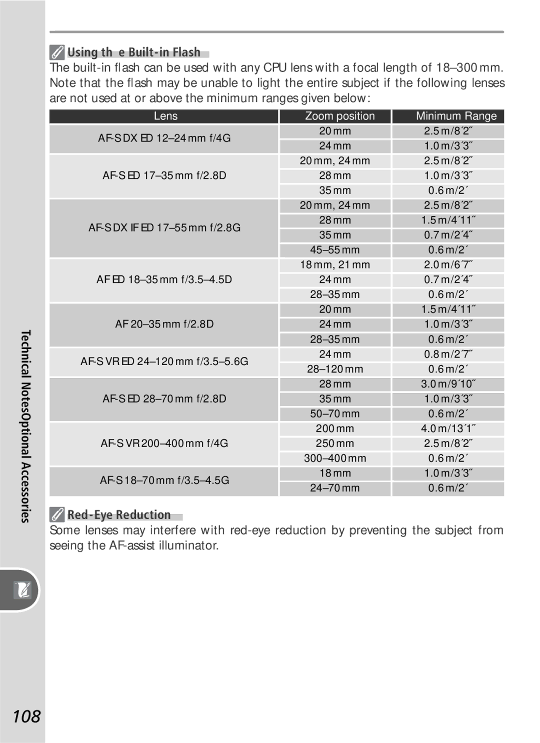 Nikon D50 manual 108, Red-Eye Reduction 