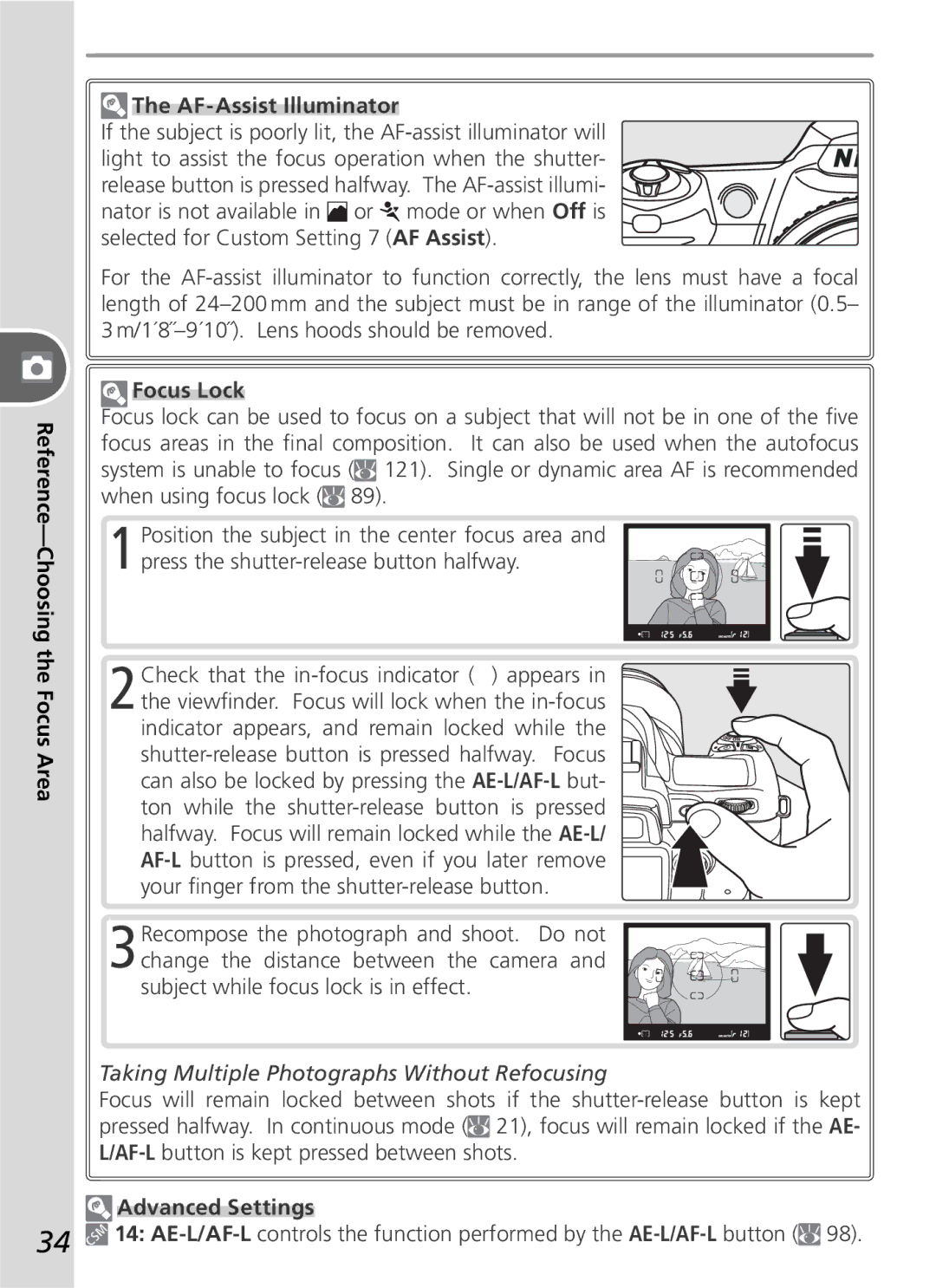 Nikon D50 manual AF-Assist Illuminator, Focus Lock 