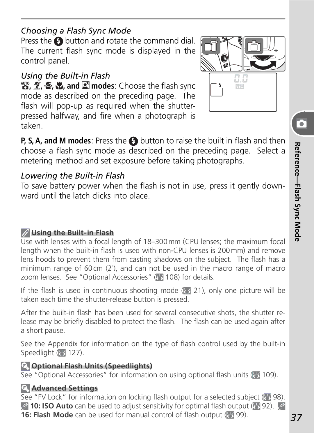 Nikon D50 manual Choosing a Flash Sync Mode, Using the Built-in Flash, Lowering the Built-in Flash 