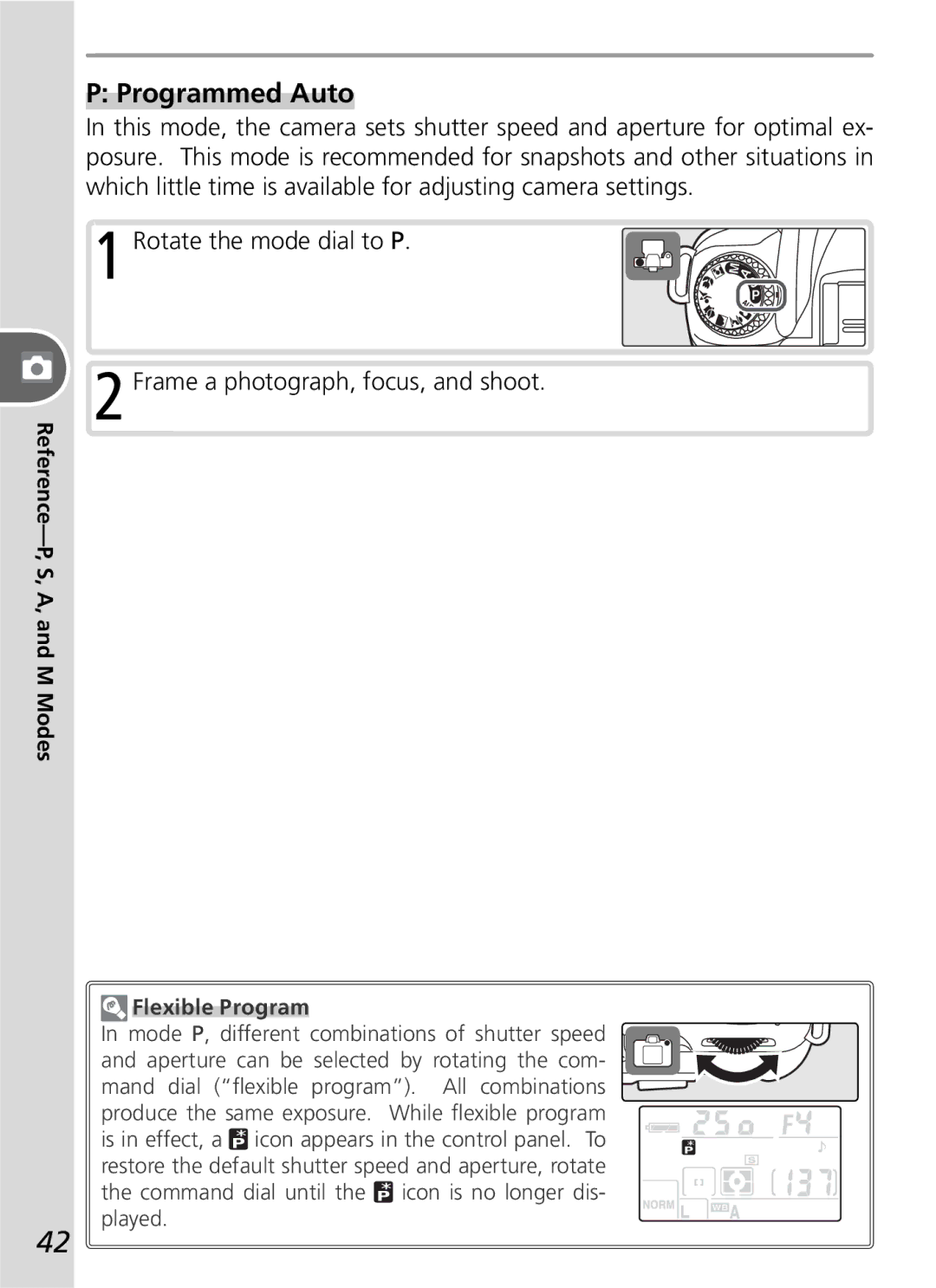 Nikon D50 manual Programmed Auto, Flexible Program 