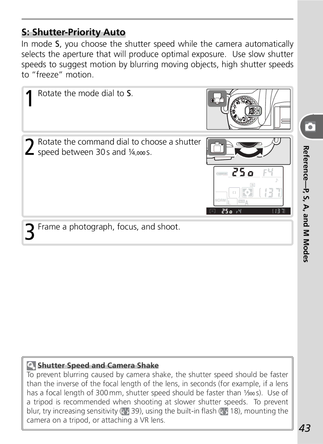 Nikon D50 manual Shutter-Priority Auto, Shutter Speed and Camera Shake 