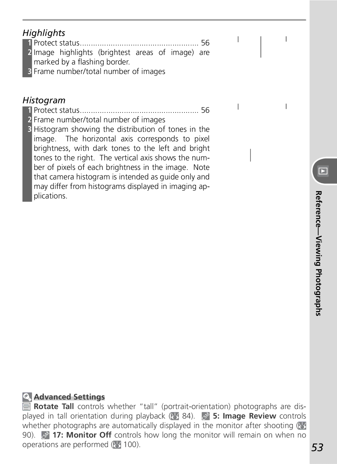 Nikon D50 manual Highlights, Image highlights brightest areas of image are 