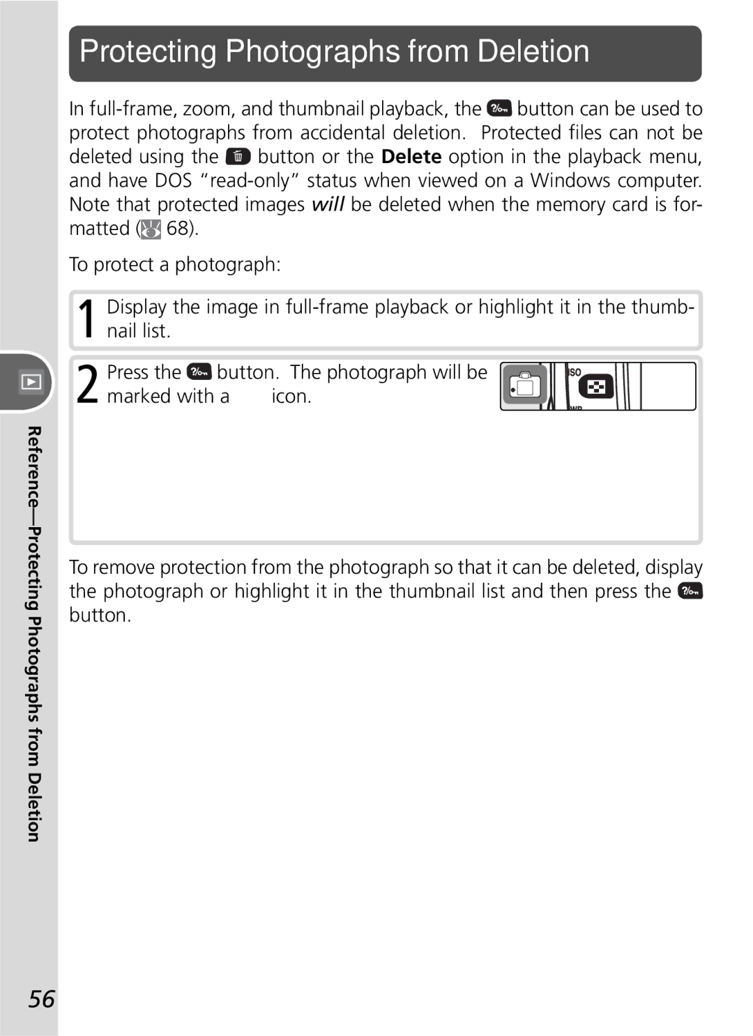 Nikon D50 manual Reference-Protecting Photographs from Deletion 