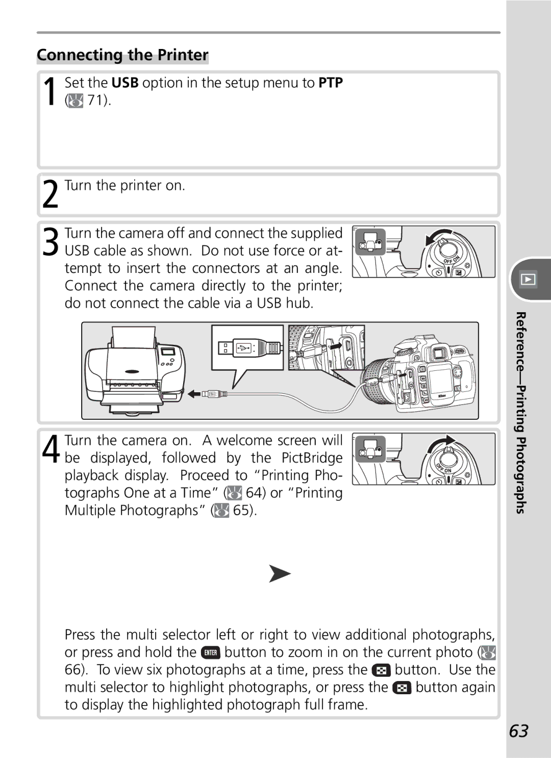 Nikon D50 manual Connecting the Printer 