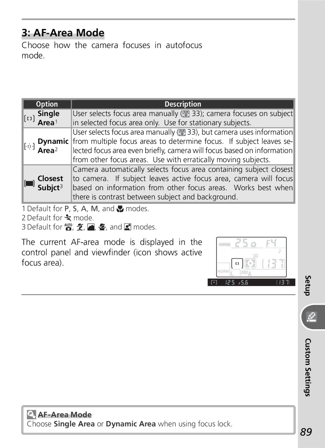 Nikon D50 manual AF-Area Mode, Choose how the camera focuses in autofocus mode 