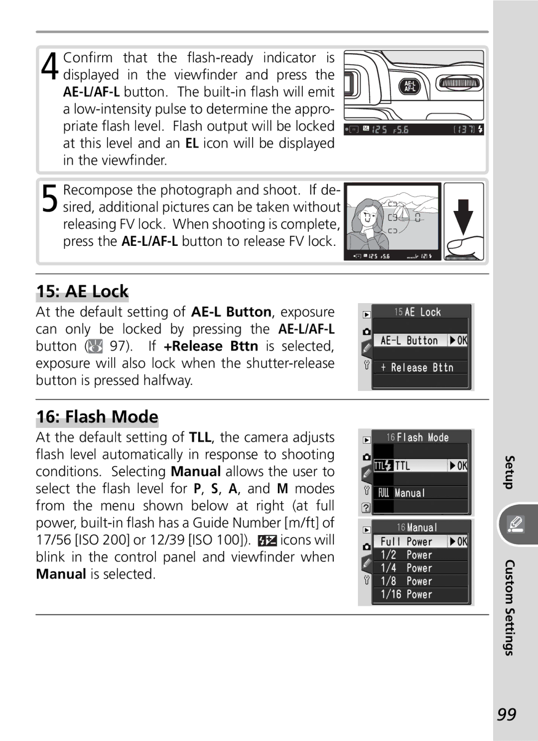 Nikon D50 manual AE Lock, Flash Mode 