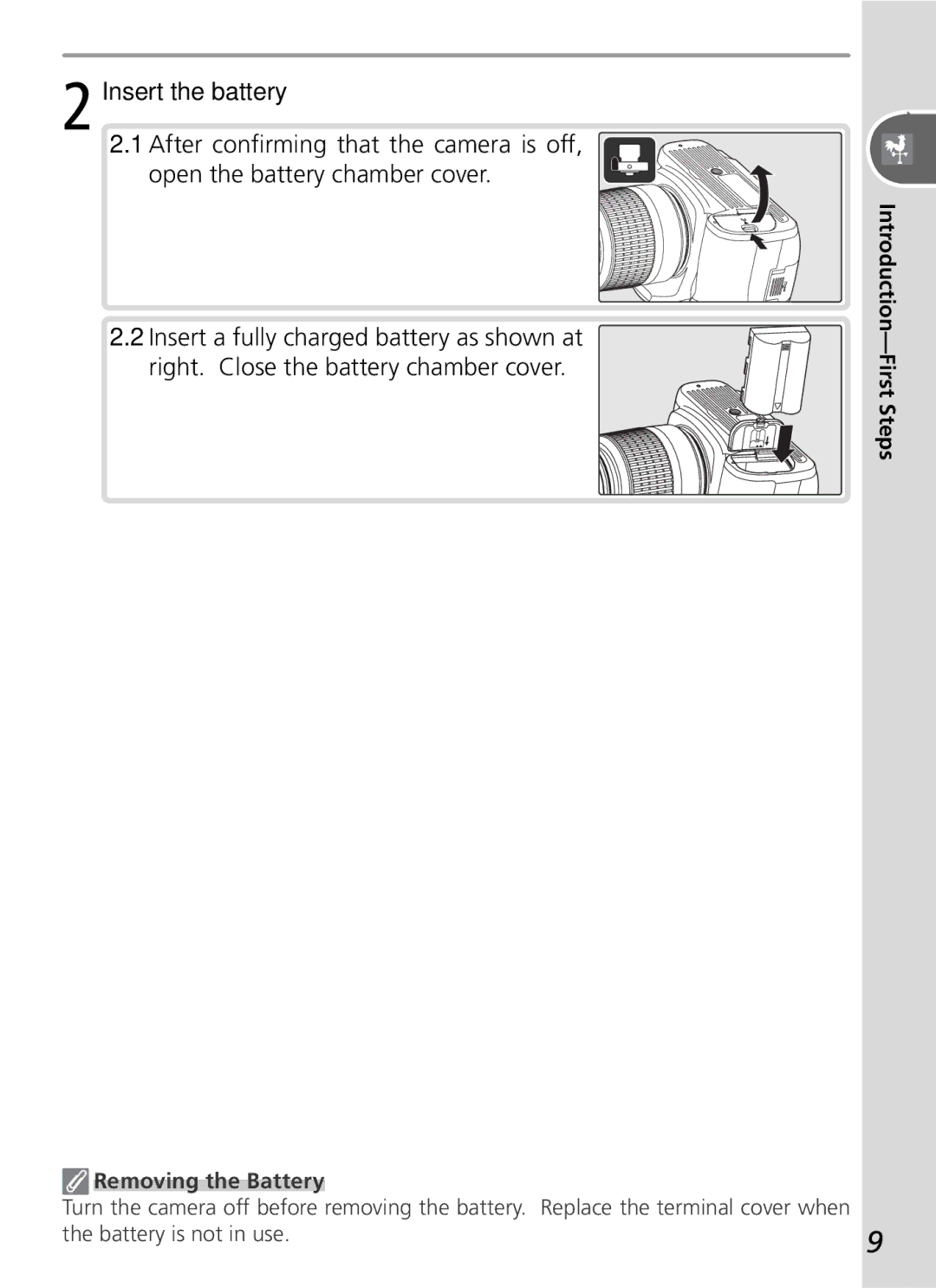 Nikon D50 manual Removing the Battery 