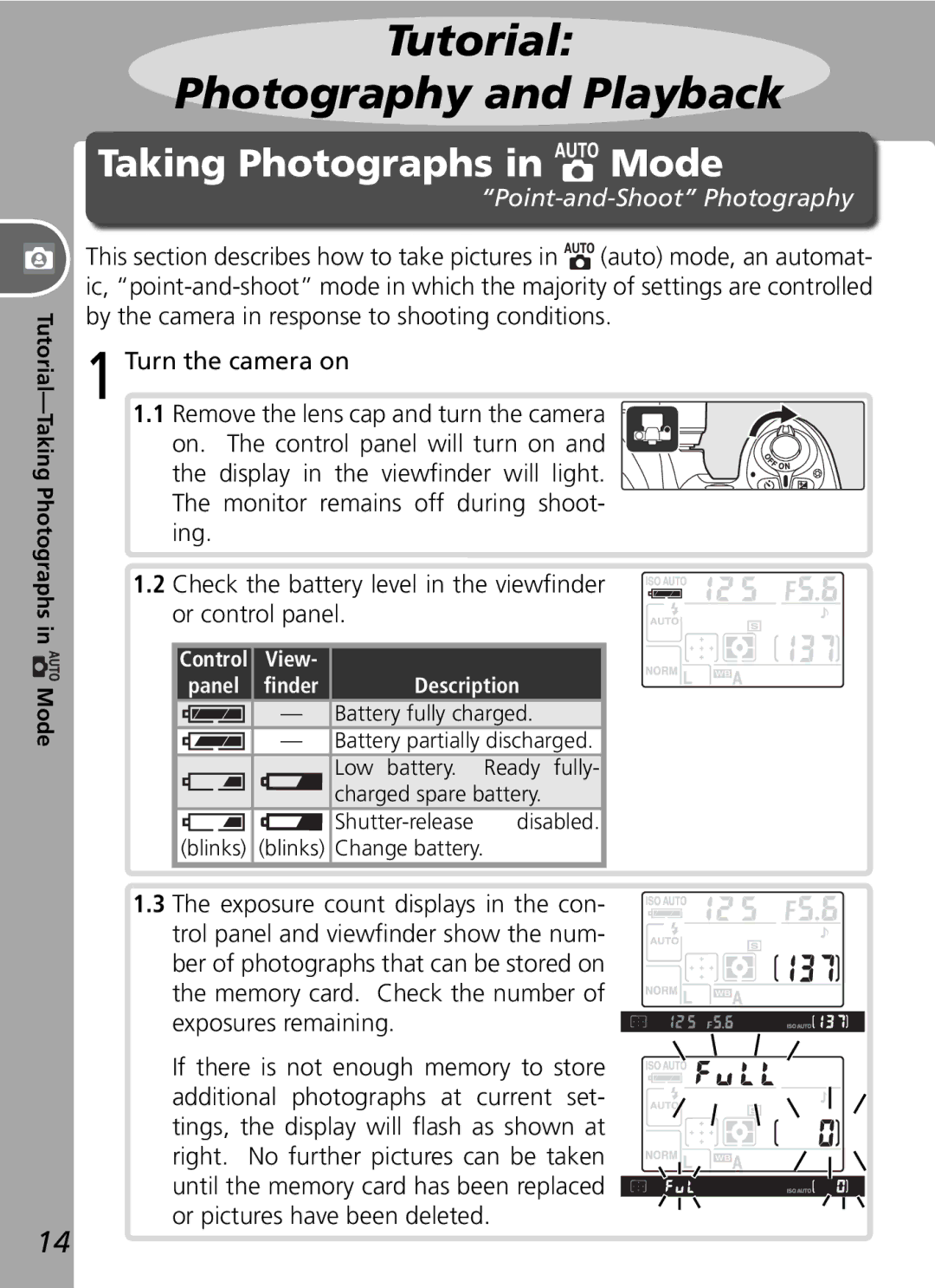 Nikon D50 manual Tutorial-Taking Photographs in Mode, Description 