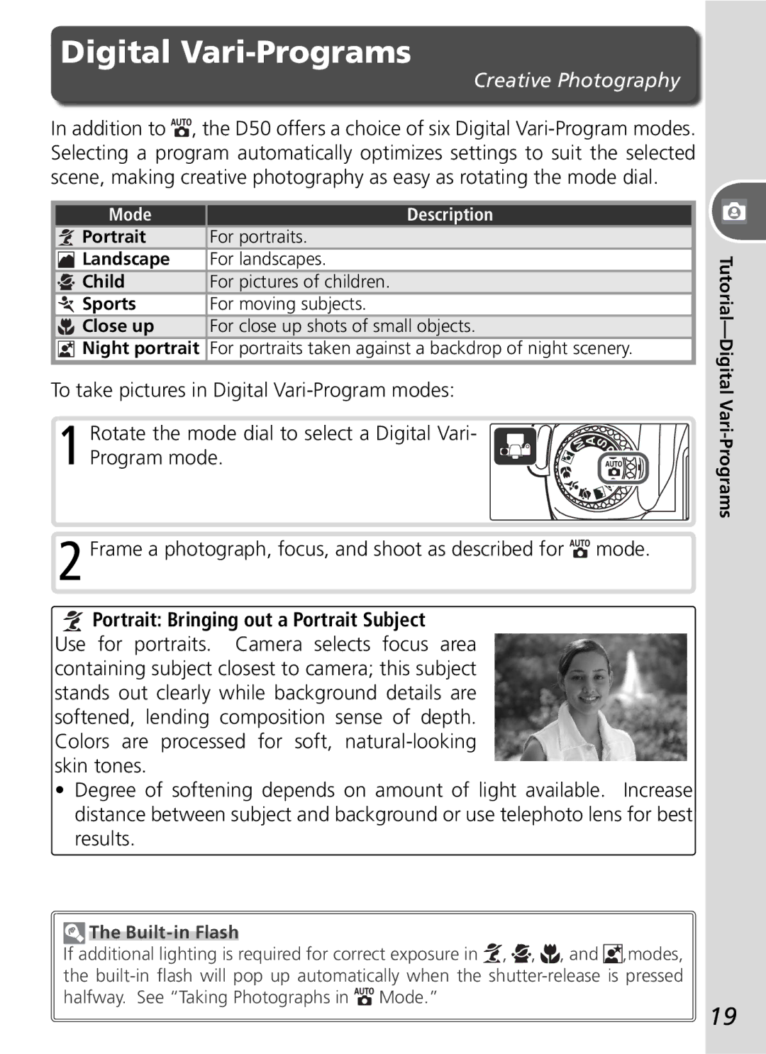 Nikon D50 manual Mode Description, Tutorial-Digital Vari-Programs 