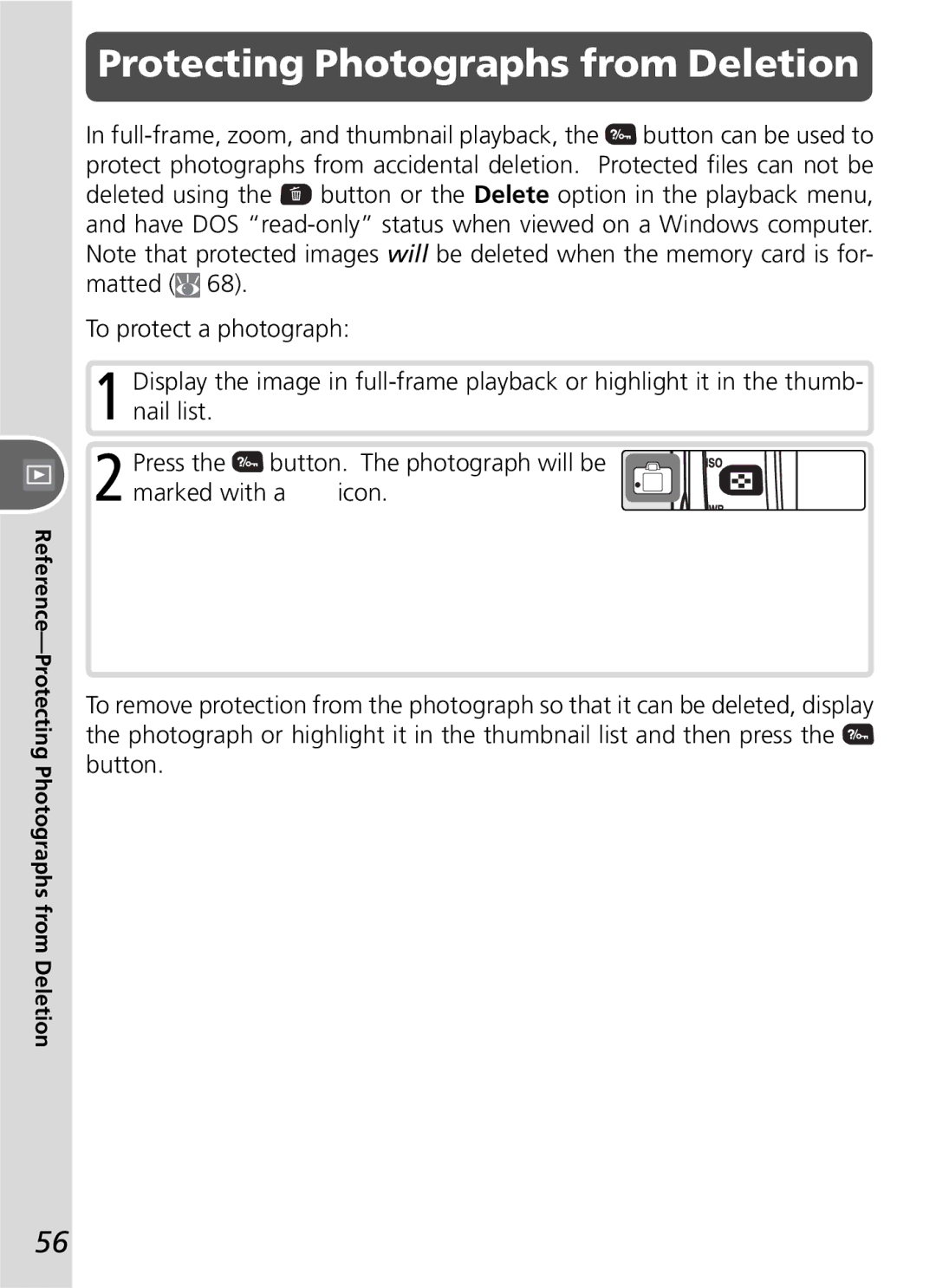 Nikon D50 manual Reference-Protecting Photographs from Deletion 