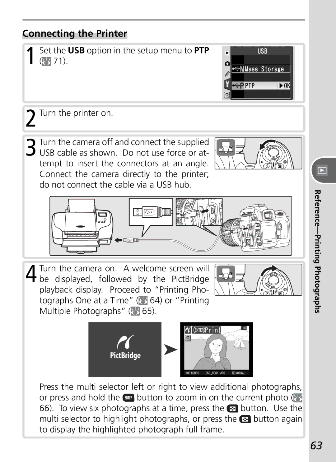 Nikon D50 manual Connecting the Printer 