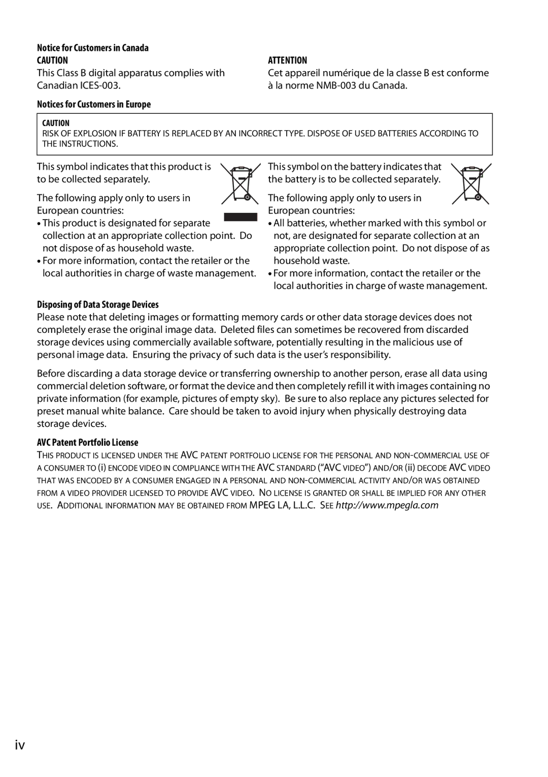 Nikon D5100 (18-55mm Kit), D5100 1855mm Kit, 25478B, 25476 user manual AVC Patent Portfolio License 