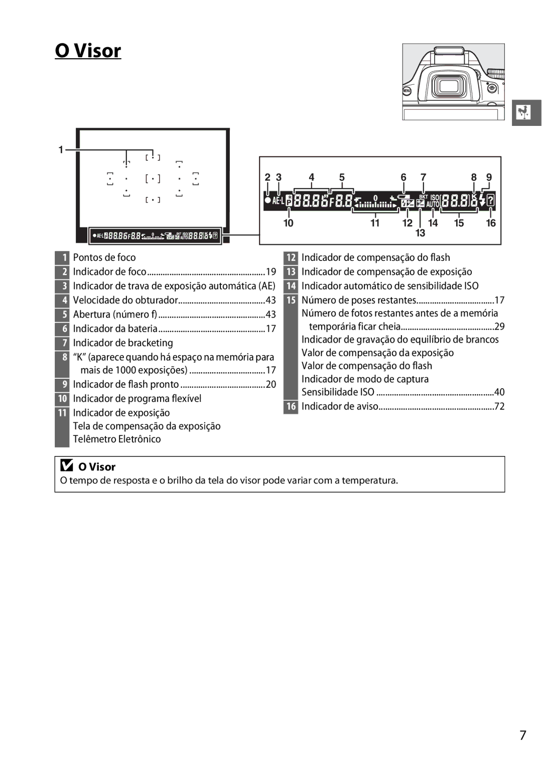 Nikon D5100 manual Visor, Indicador de bracketing 