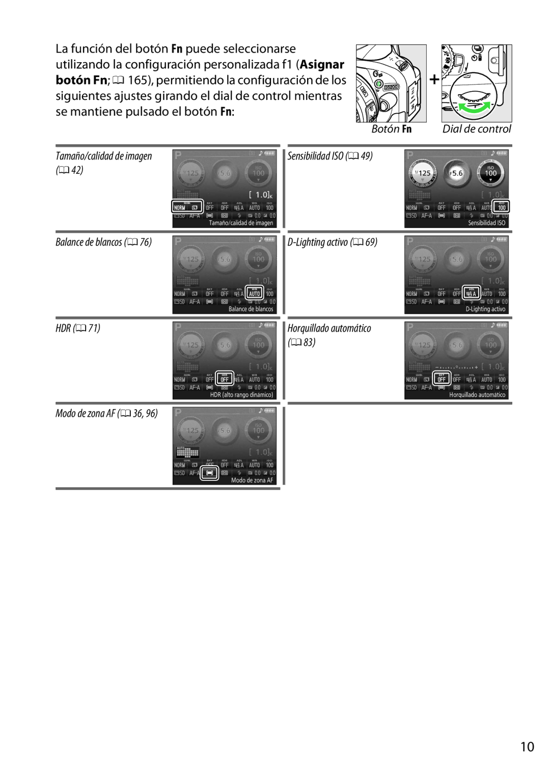 Nikon D5200 manual Modo de zona AF 036 