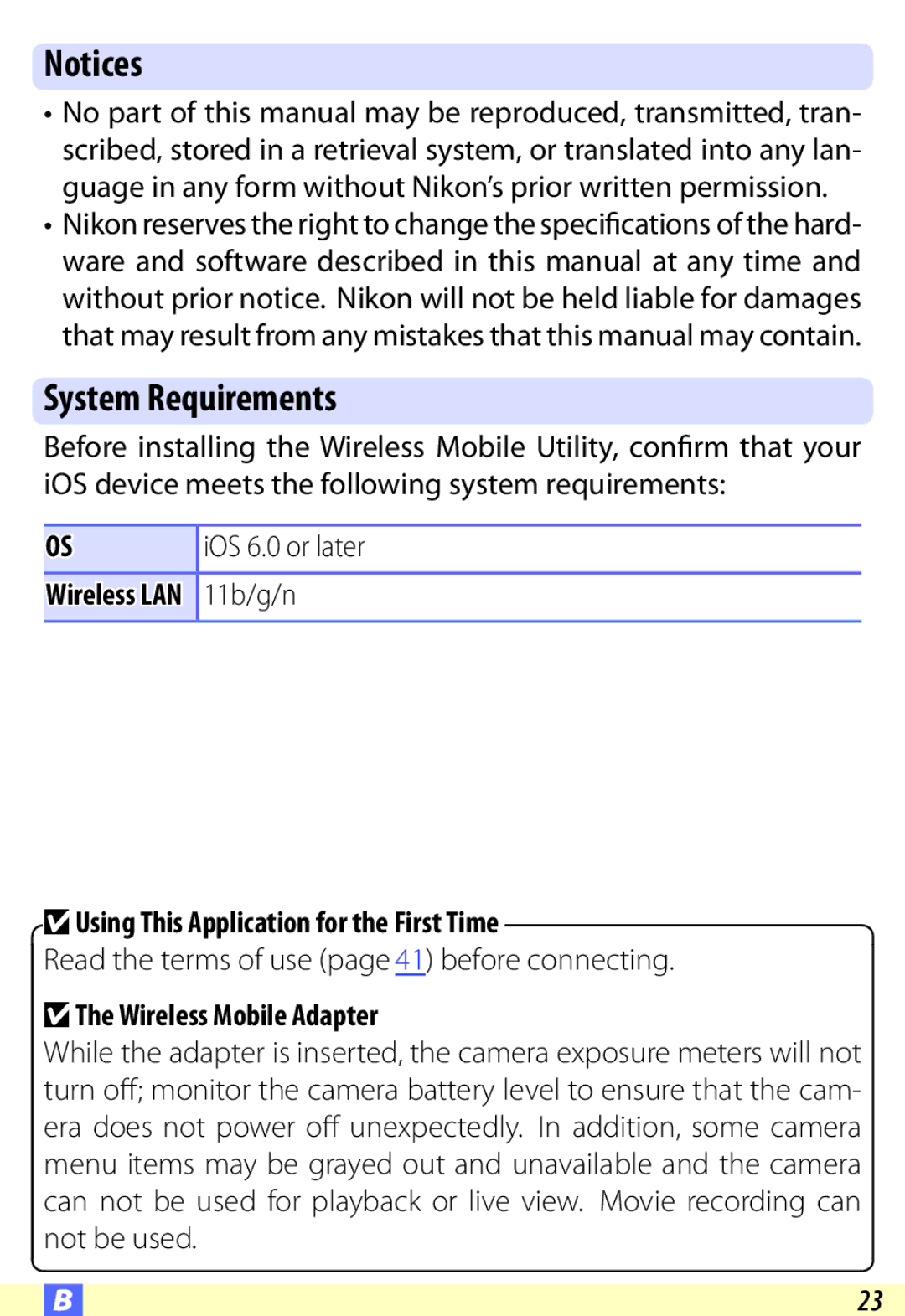 Nikon AW110, D600, SS200, S6500, S9500, COOLPIX:PS20, S6600, P330 user manual Read the terms of use page 41 before connecting 