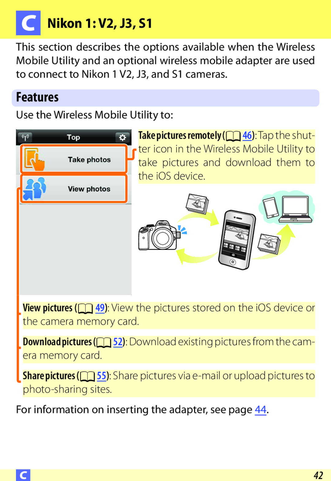 Nikon S6500, D600, SS200, S9500, COOLPIX:PS20, S6600, P330, AW110 user manual Nikon 1 V2, J3, S1, Features 