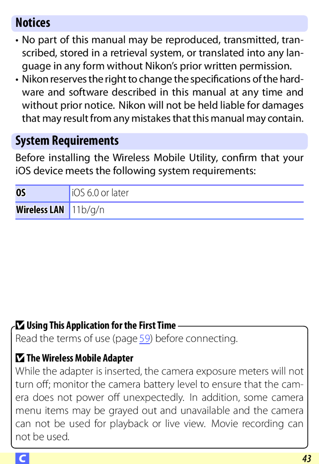 Nikon S9500, D600, SS200, S6500, COOLPIX:PS20, S6600, P330, AW110 user manual Read the terms of use page 59 before connecting 