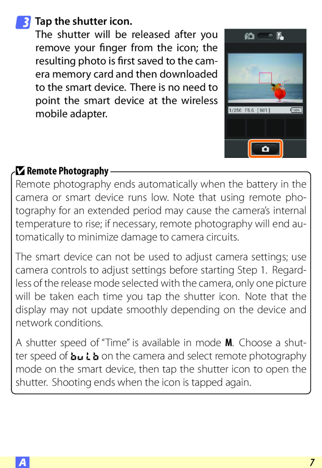 Nikon D600 user manual Tap the shutter icon, D Remote Photography 