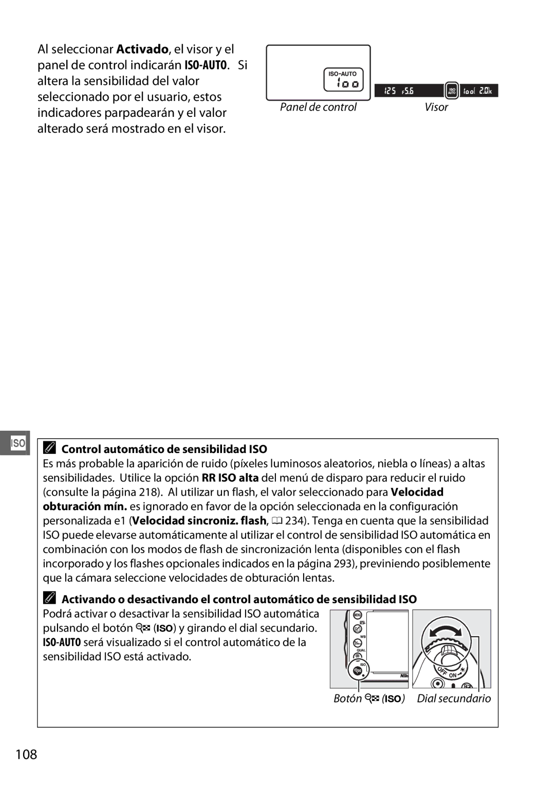 Nikon D600 manual 108, Indicadores parpadearán y el valor, Alterado será mostrado en el visor 