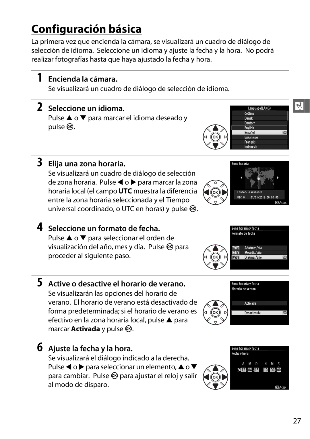 Nikon D600 manual Configuración básica 