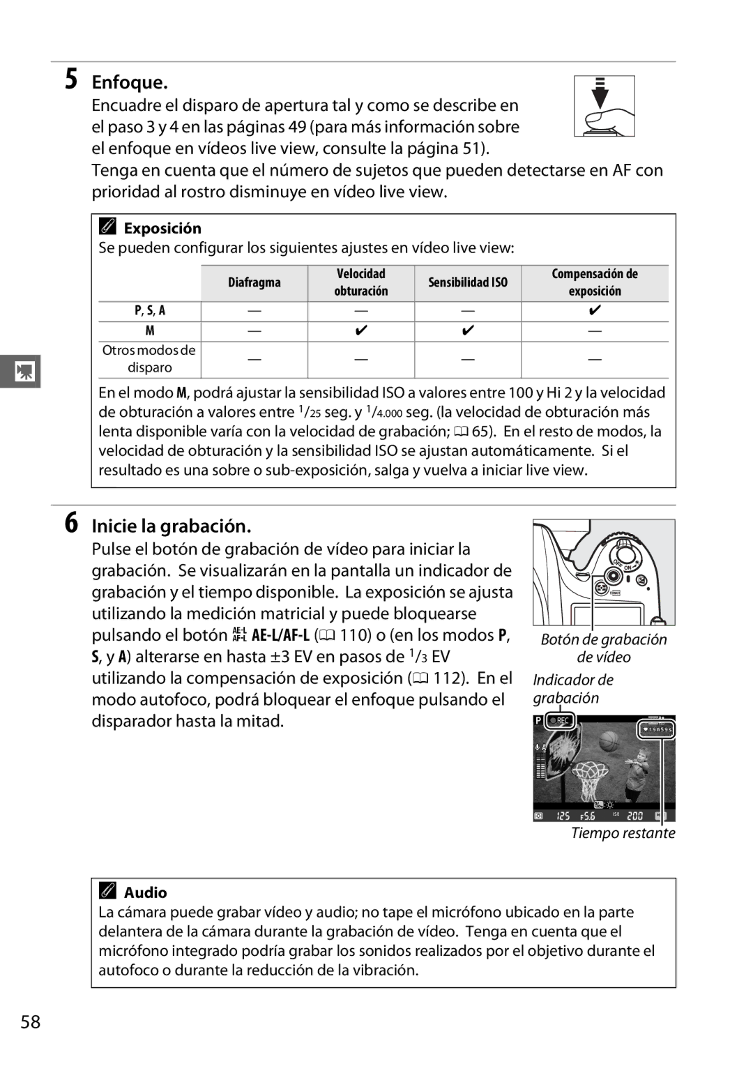 Nikon D600 manual Inicie la grabación 