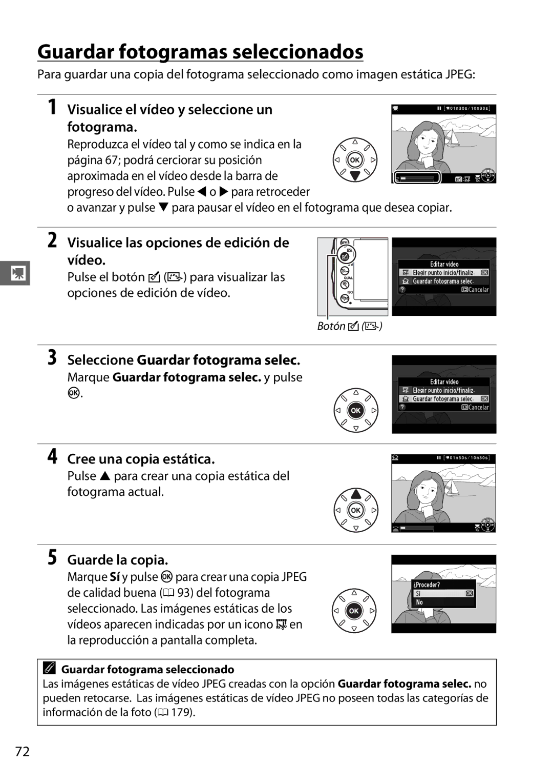 Nikon D600 manual Guardar fotogramas seleccionados 