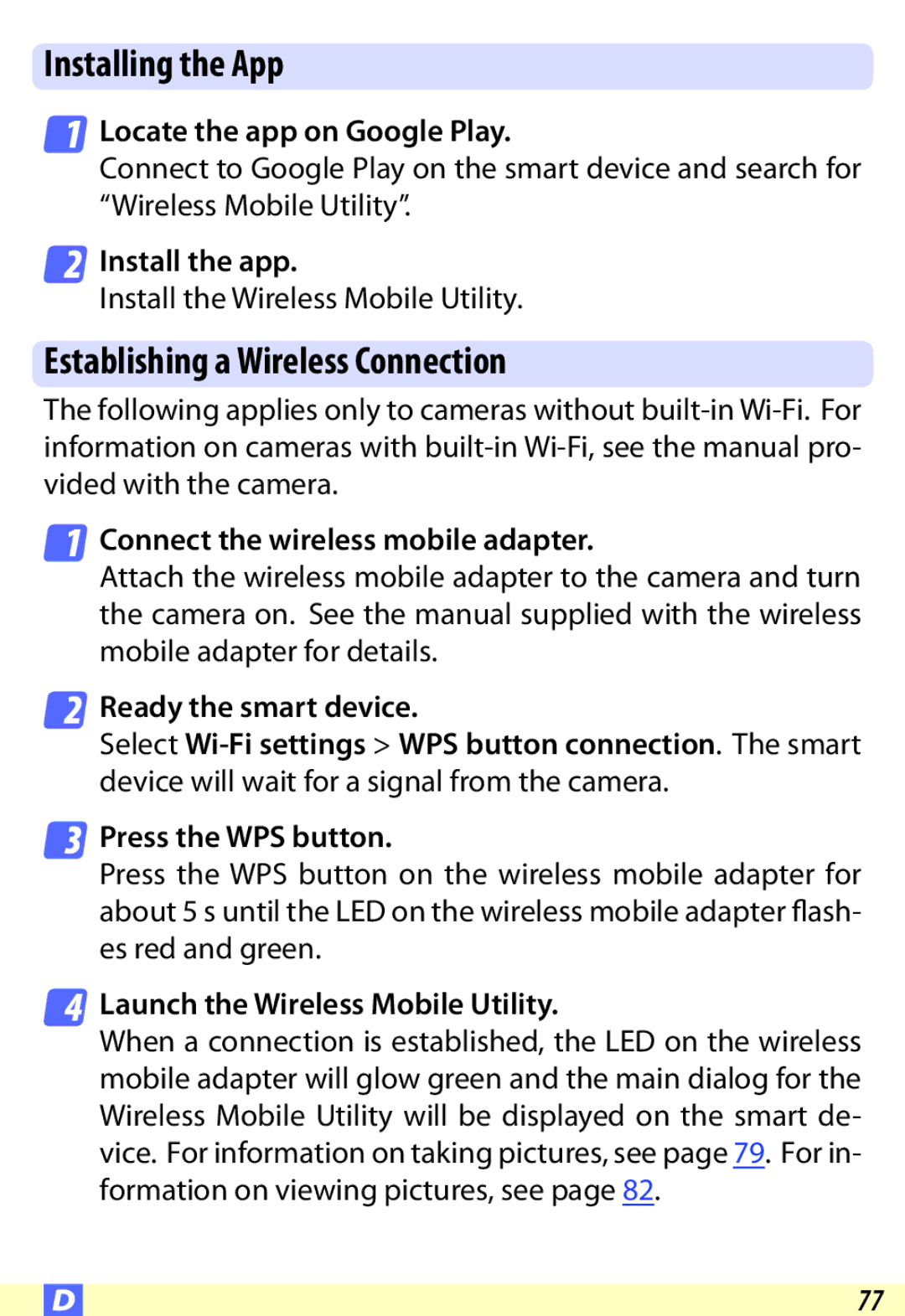 Nikon D600 user manual Installing the App 