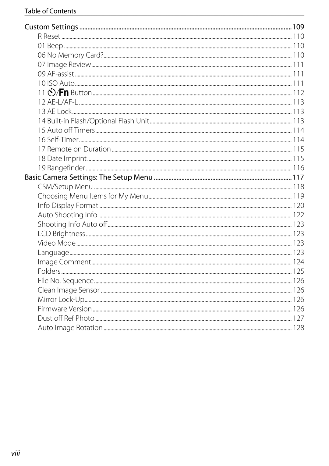 Nikon D60BODY, D60OUTFIT, 25438 user manual Viii 