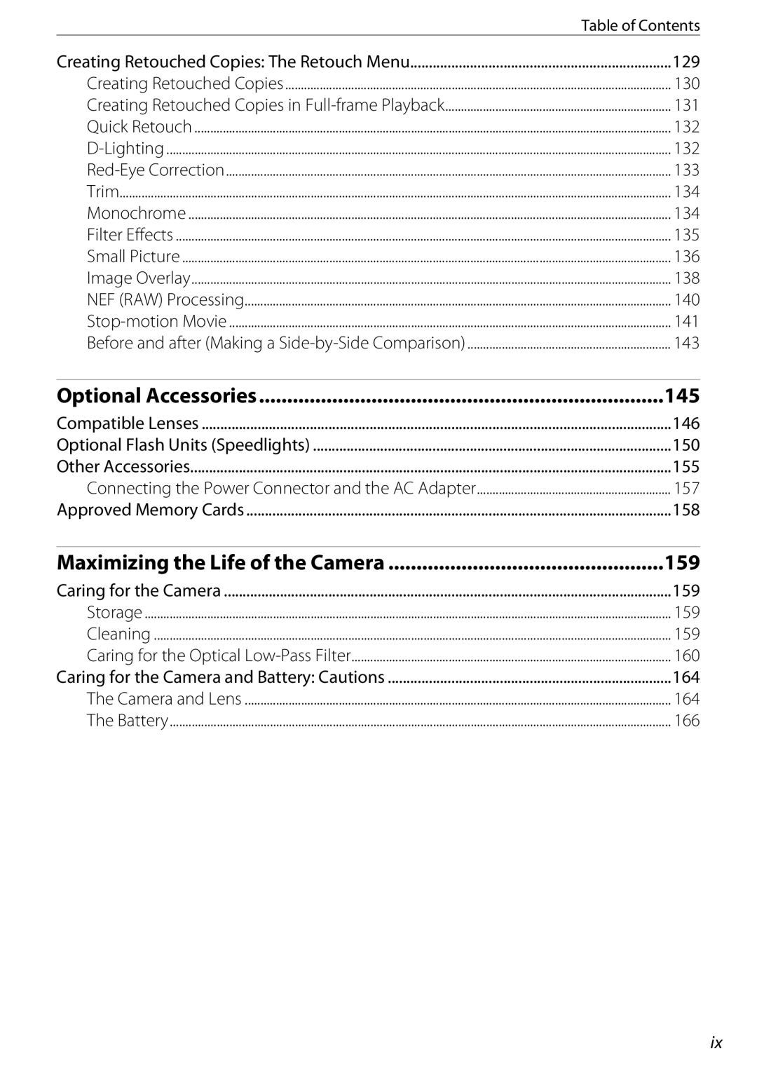 Nikon 25438, D60OUTFIT, D60BODY user manual 145, 159 