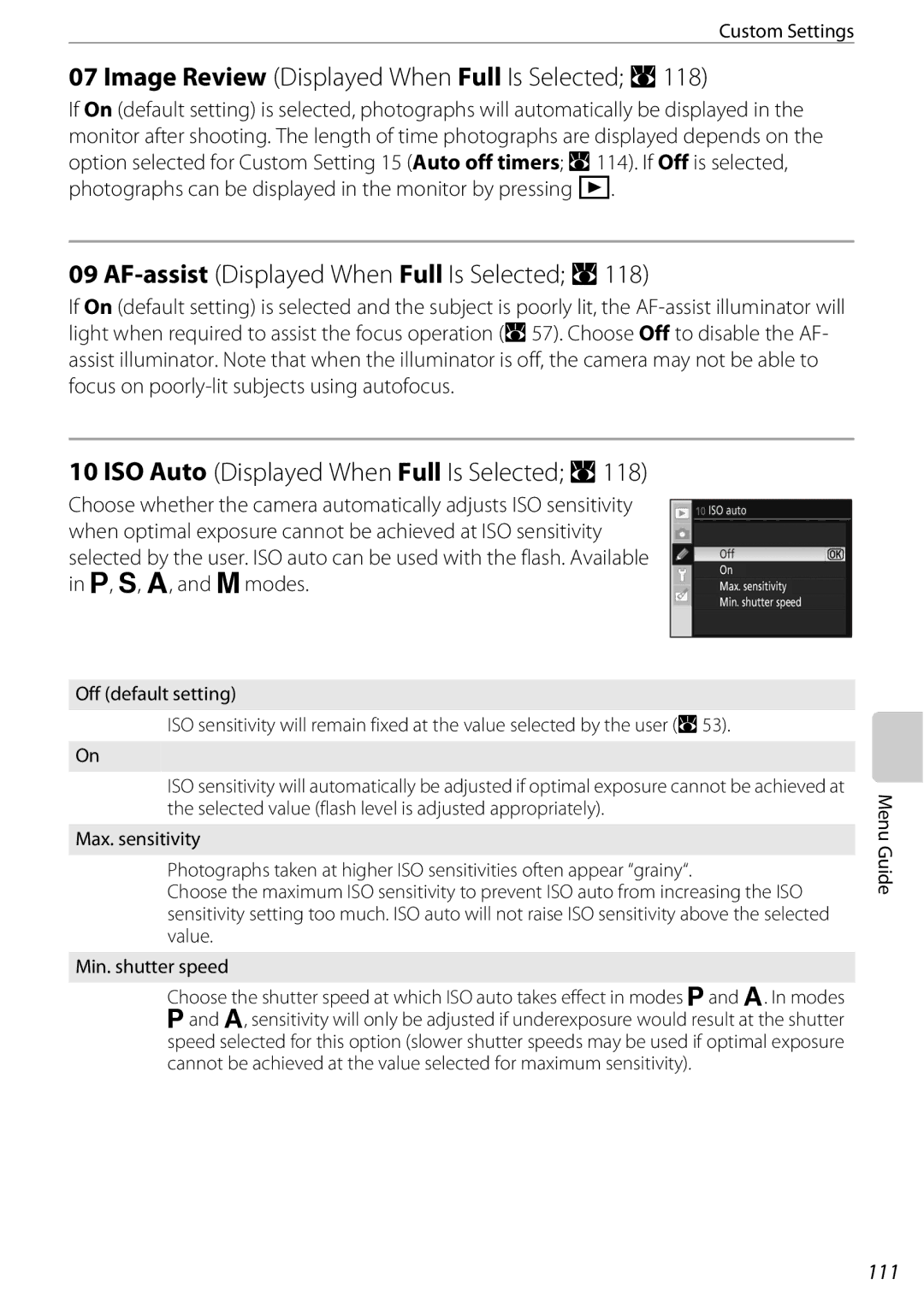 Nikon D60OUTFIT, D60BODY, 25438 user manual 111, Off default setting 