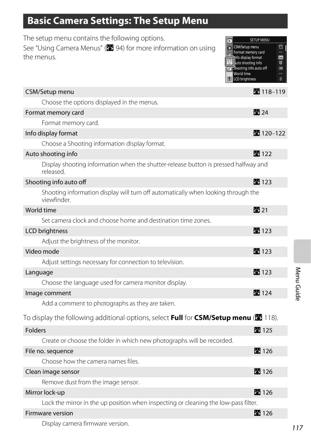 Nikon D60OUTFIT, D60BODY, 25438 user manual 117, Folders A125 