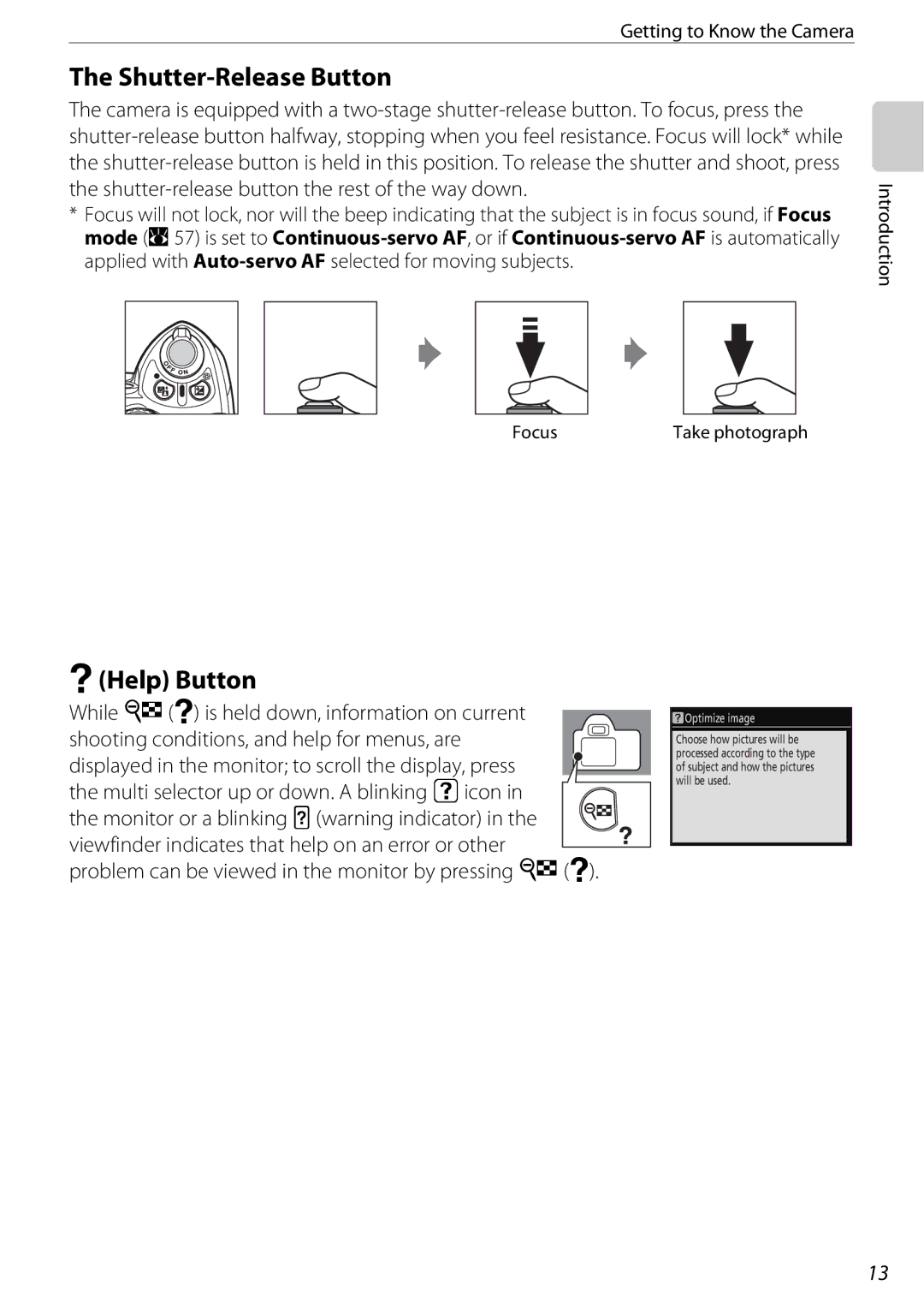 Nikon D60BODY, D60OUTFIT, 25438 user manual Shutter-Release Button, NHelp Button 