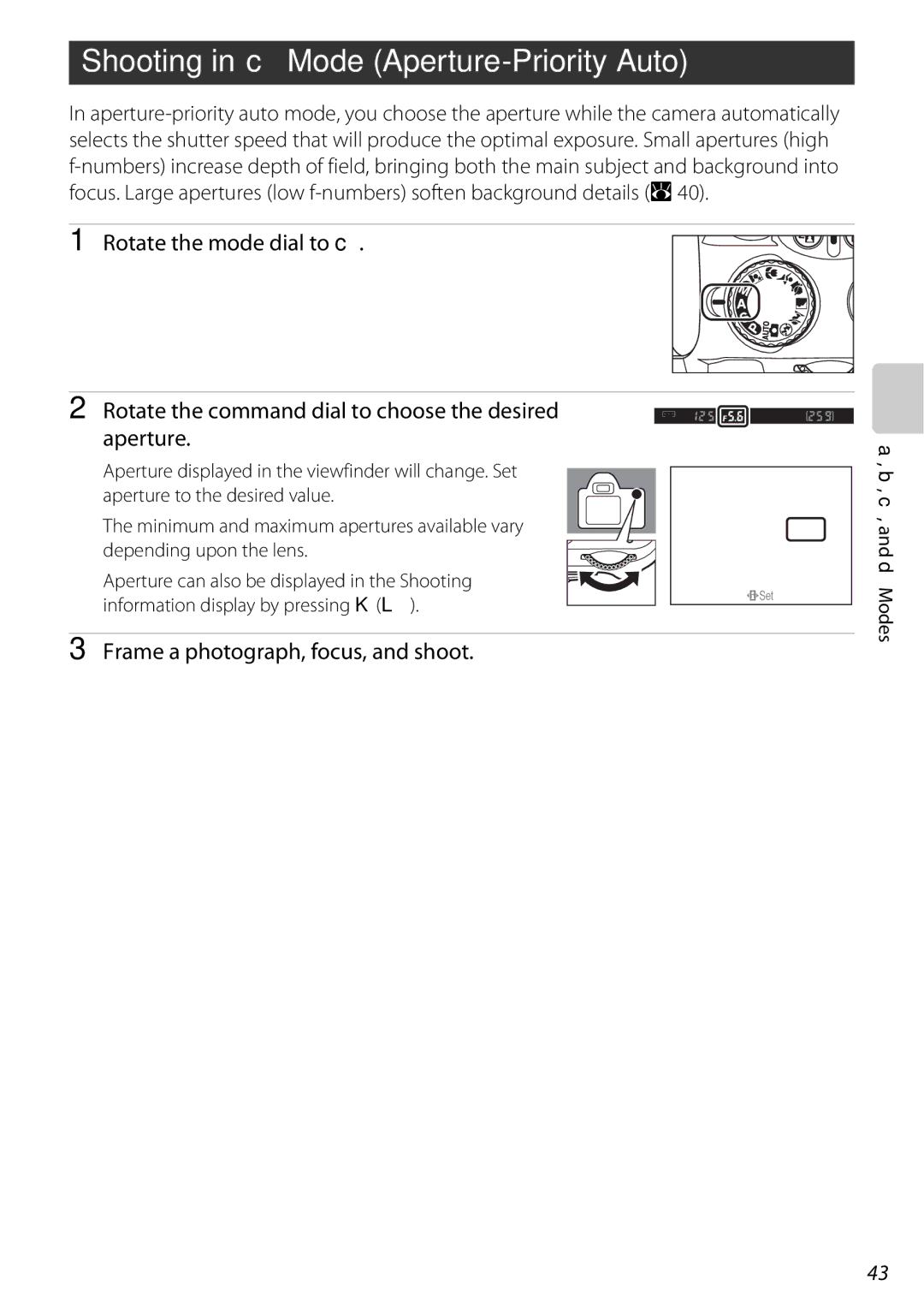 Nikon D60BODY, D60OUTFIT, 25438 user manual Shooting in cMode Aperture-Priority Auto, Information display by pressing K L 