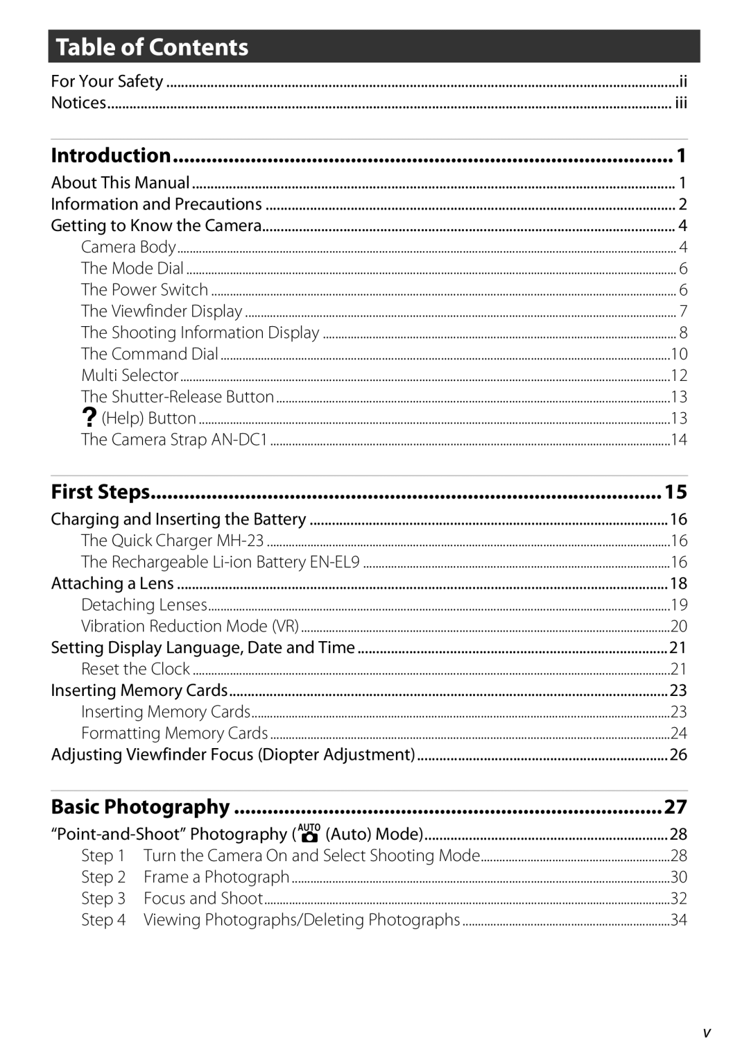 Nikon D60BODY, D60OUTFIT, 25438 user manual Table of Contents 