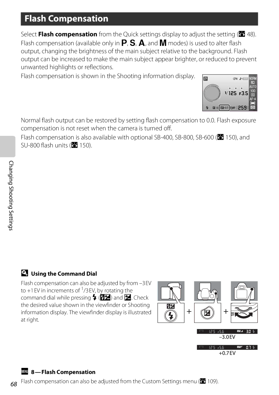 Nikon 25438, D60OUTFIT, D60BODY user manual Flash Compensation, At right 