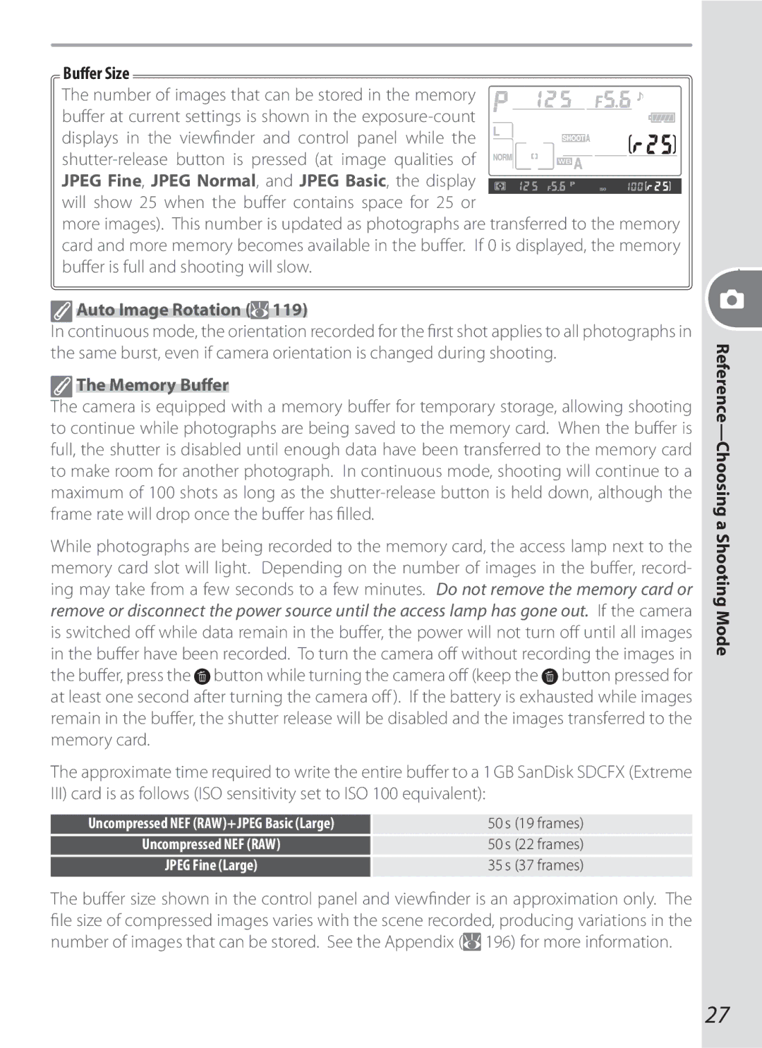 Nikon D200OUTFIT, D70-series, D200BODY, D200KIT, 17002 manual Buﬀer Size, Auto Image Rotation, Memory Buﬀer 