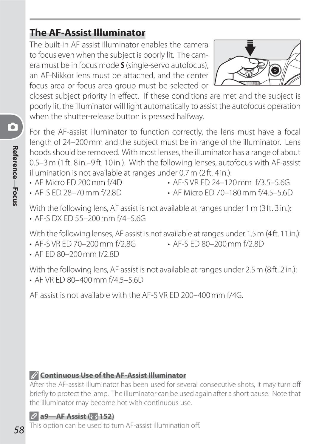 Nikon D200KIT, D200BODY AF-Assist Illuminator, Focus area or focus area group must be selected or, AF Micro ED 200 mm f/4D 