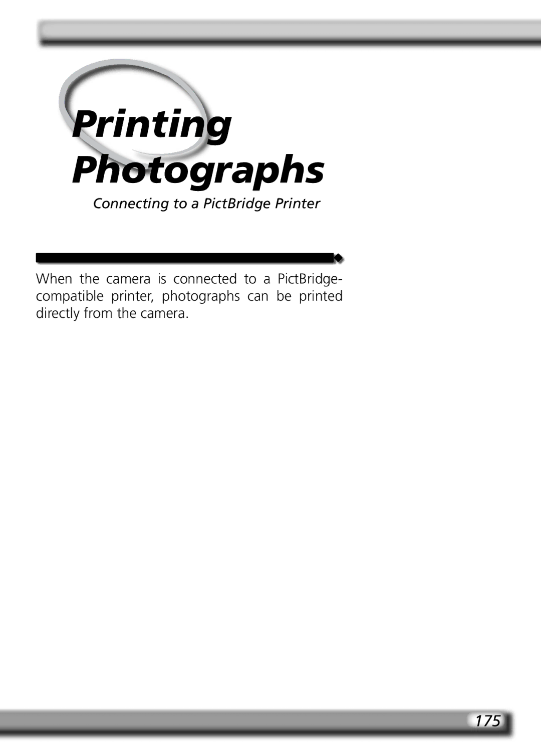 Nikon D70 manual 175, Connecting to a PictBridge Printer 