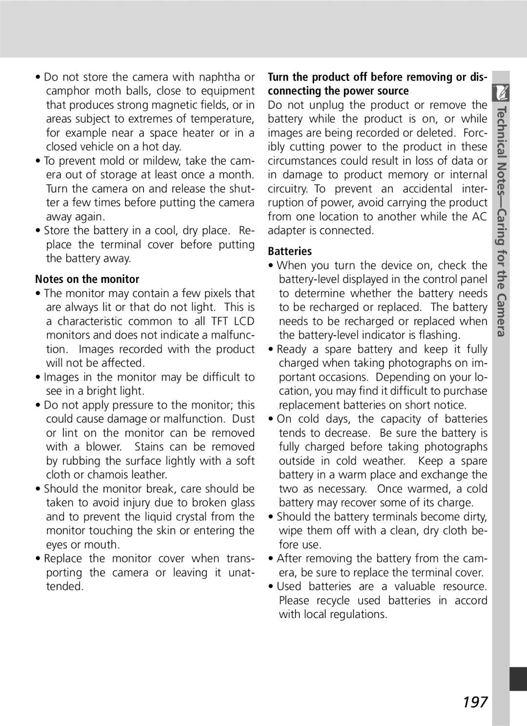 Nikon D70 manual 197, Batteries 