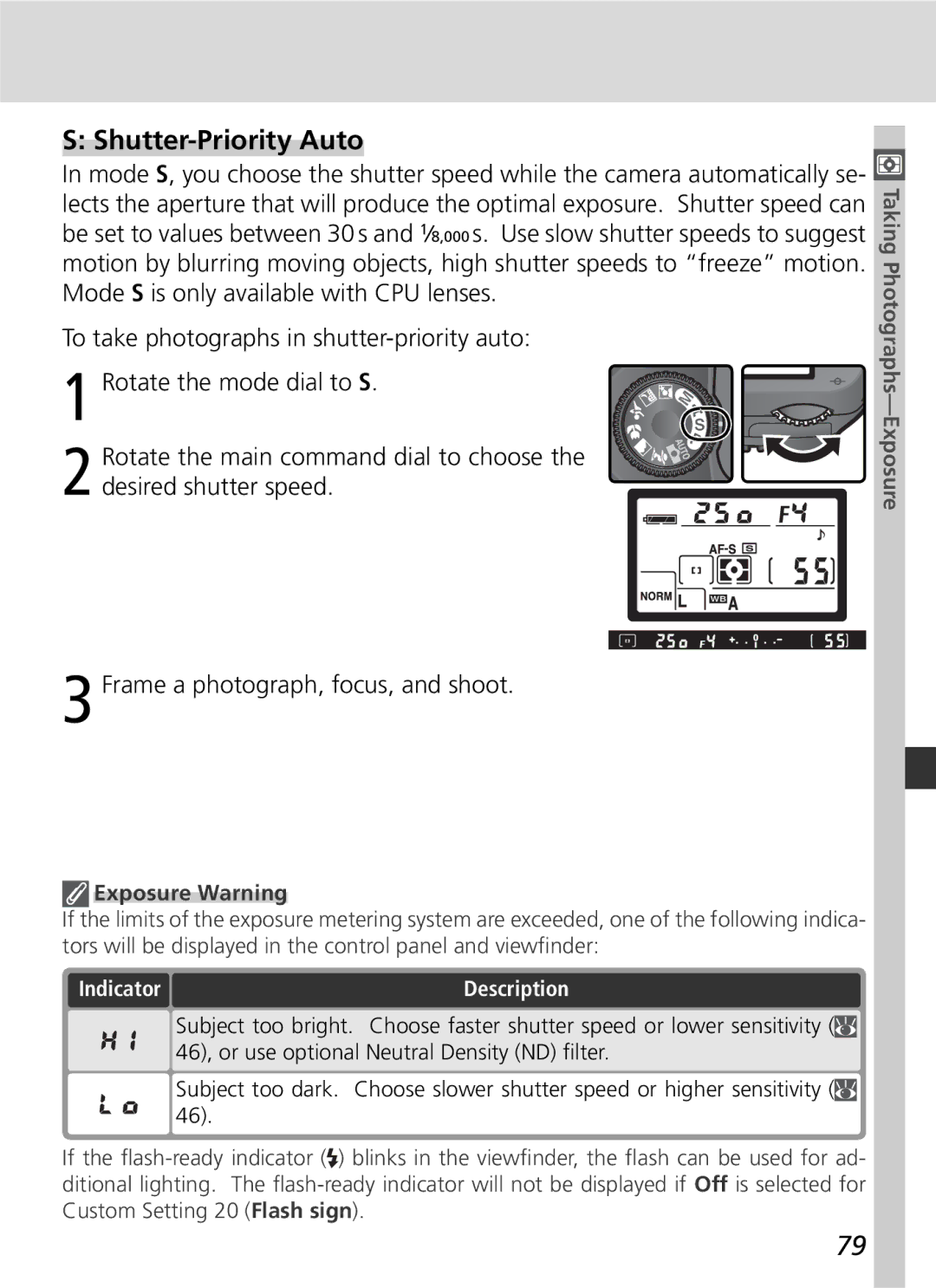 Nikon D70 manual Shutter-Priority Auto 