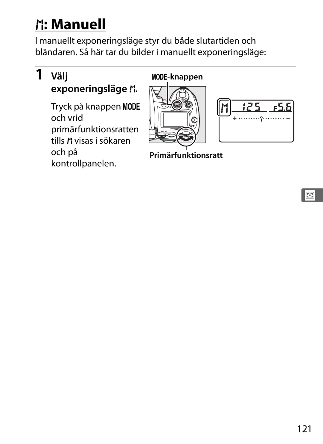 Nikon D700 manual Manuell, Exponeringsläge h, 121 