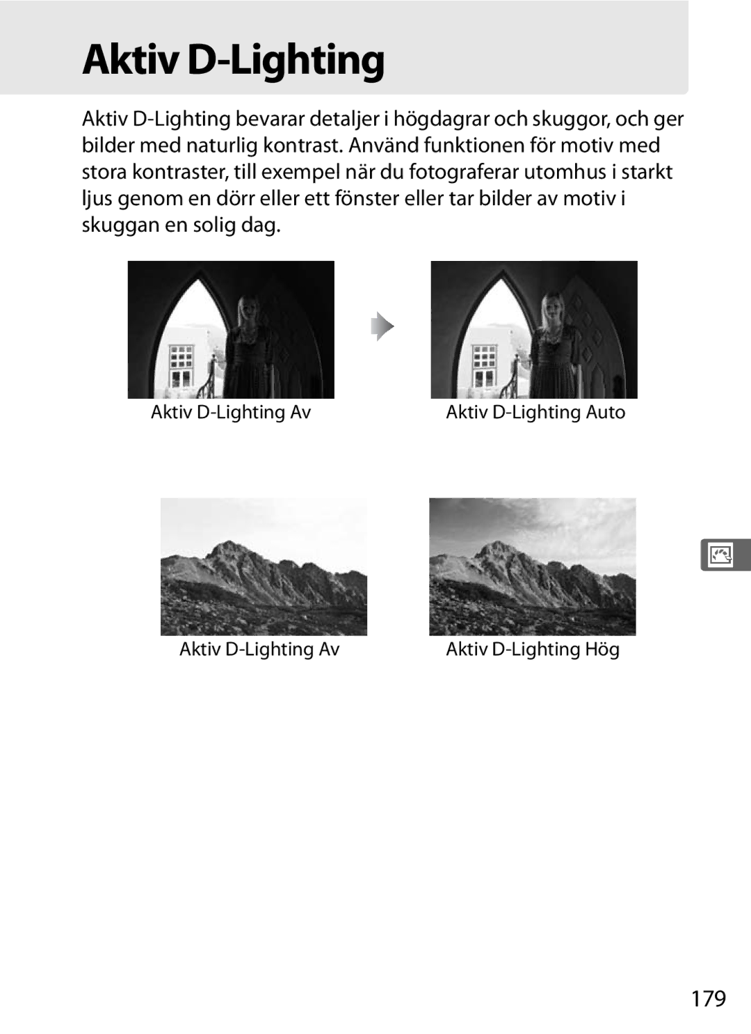 Nikon D700 manual 179, Aktiv D-Lighting Av 