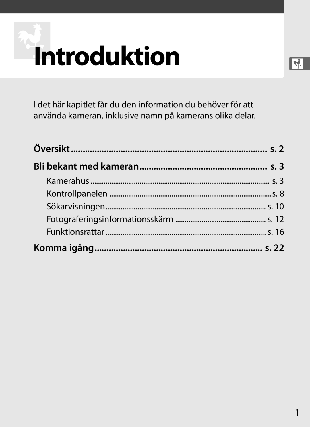 Nikon D700 manual Översikt Bli bekant med kameran, Komma igång, Fotograferingsinformationsskärm 