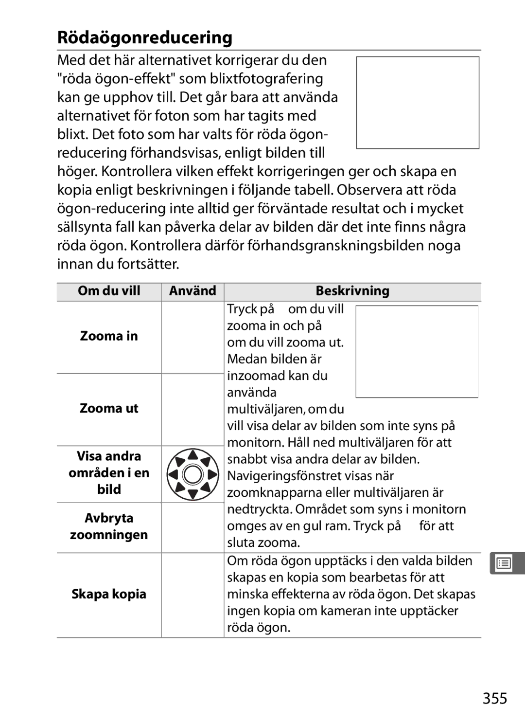 Nikon D700 manual Rödaögonreducering, 355, Bild, Avbryta 