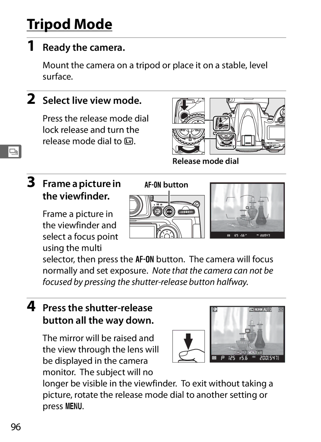 Nikon D700 manual Tripod Mode, Ready the camera, Frame a picture, Viewfinder 