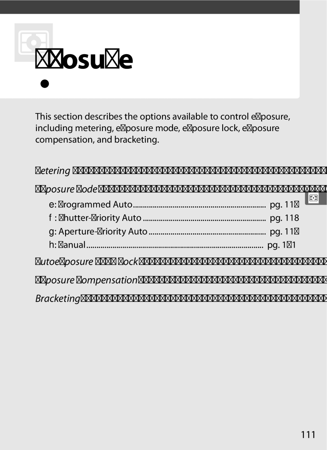 Nikon D700 manual Controlling How the Camera Sets Exposure, 111, Metering Exposure Mode 