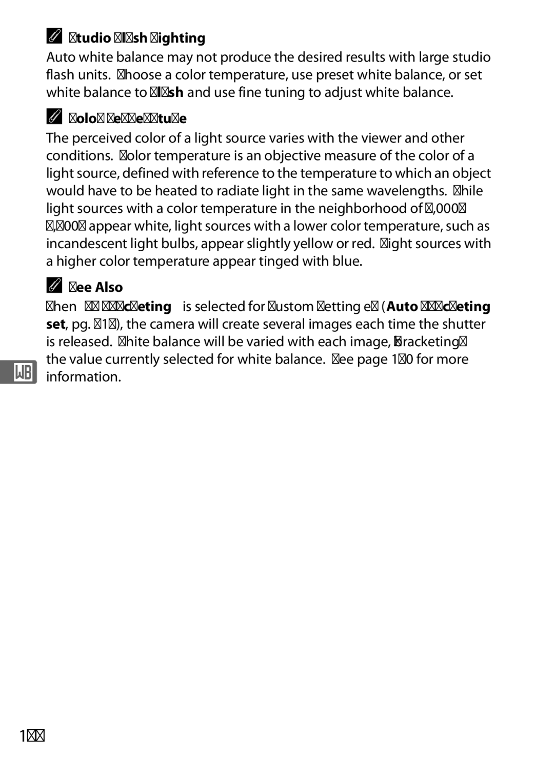 Nikon D700 manual 142, Studio Flash Lighting, Color Temperature, Information 