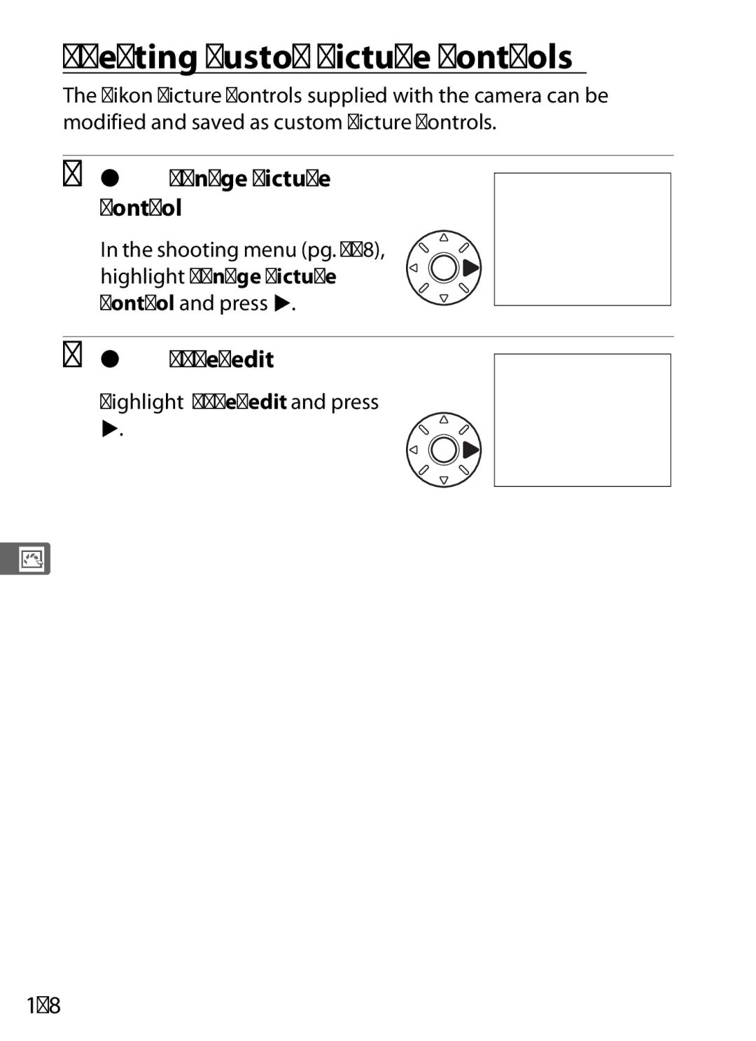Nikon D700 manual Creating Custom Picture Controls, Select Manage Picture Control, Select Save/edit, 168 