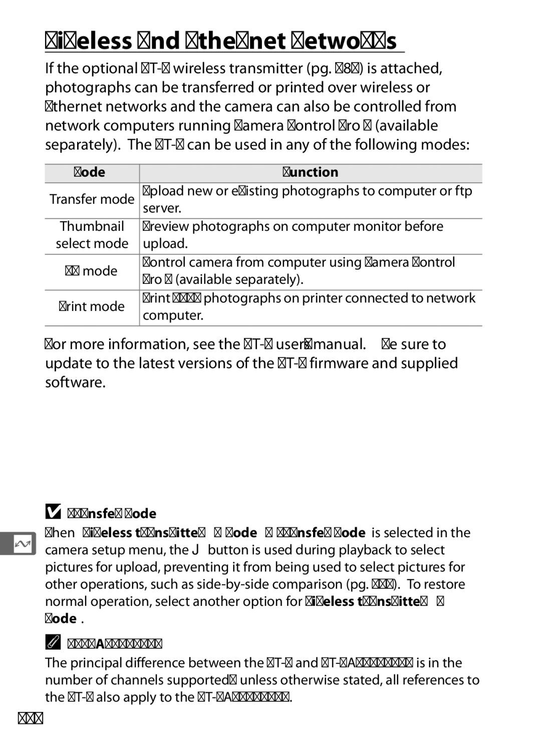 Nikon D700 manual Wireless and Ethernet Networks, 242, Mode Function, Transfer Mode 